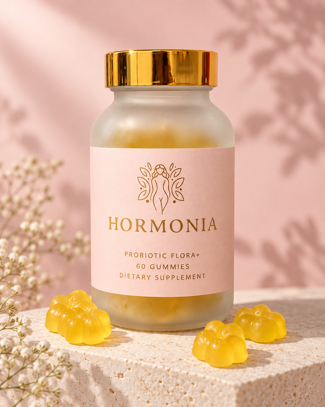 Probiotic Flora+ Gummies for Women Pineapple Probiotic for Gut Digestive & Feminine Flora Support Bacillus coagulans Vitamin C Real Pineapple Extract 60 Gummies